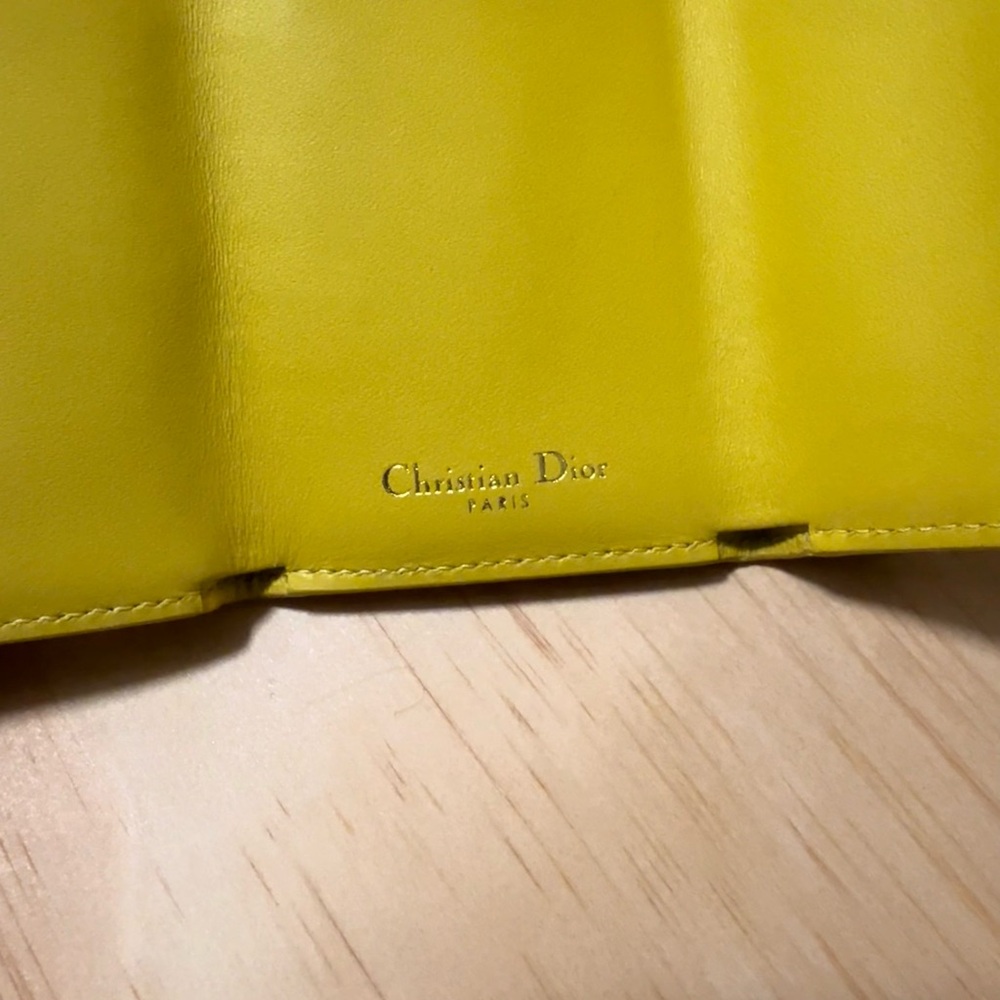 Dior Yellow Leather Compact Wallet - Picture 6 of 7